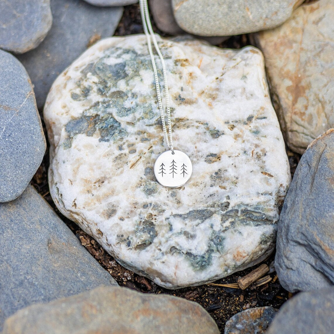 Pine Tree Forest Fine Silver Pendant Necklace