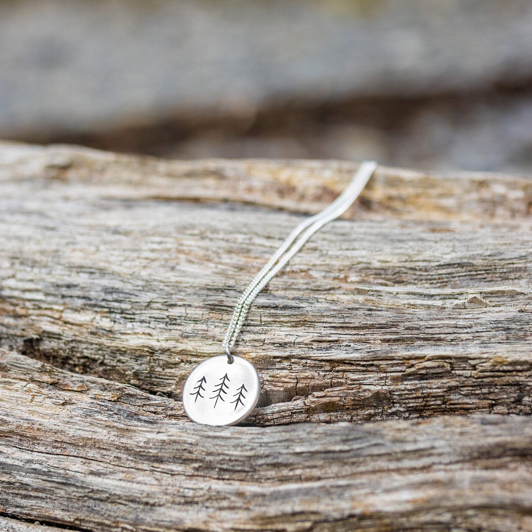 Pine Tree Forest Fine Silver Pendant Necklace