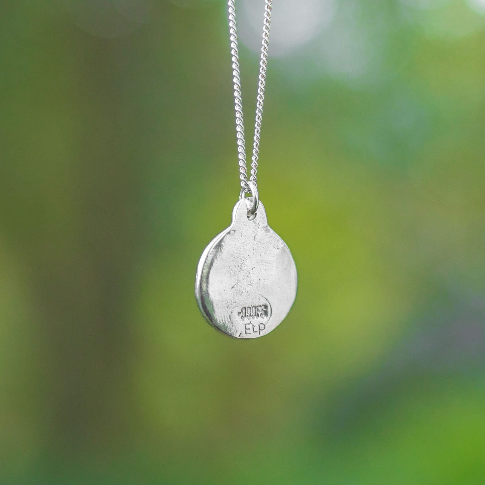 Moon And Mountains Silver Pendant Necklace